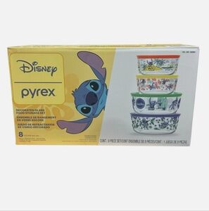 Pyrex Lilo & Stitch 8 Piece Decorated Glass Food Storage Bowls W/ Lid …
